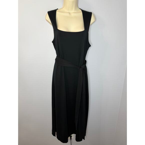 Vince Square Neck Midi Dress Black Pima Cotton Jersey Wardrobe Essentials Sz M - Picture 4 of 13